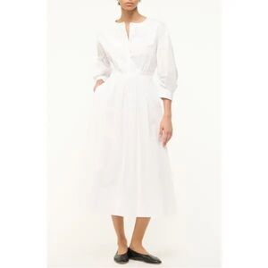 STAUD Cafu long sleeve white midi dress